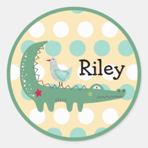 Individuelle Name Green Alligator mit Seagull Polk Runder Aufkleber