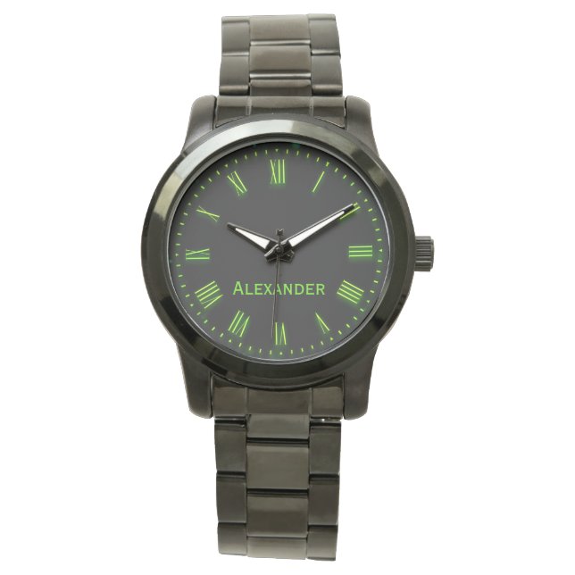 Individuelle Name Green Black Classic Elegant Roma Armbanduhr (Vorderseite)