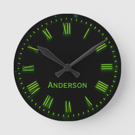 Individuelle Name Green Black Classic Elegant Roma Runde Wanduhr