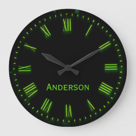 Individuelle Name Green Black Classic Elegant Roma Runde Wanduhr