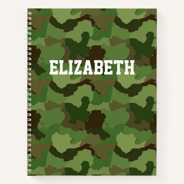 individuelle Name Green Camouflage/Militär-Noteboo Notizbuch (Vorderseite)