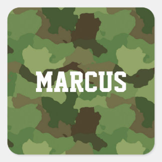 Individuelle Name Green Camouflage/Military Sticke Quadratischer Aufkleber