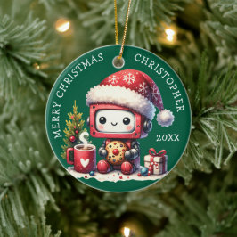 Individuelle Name Green Frohe Weihnachten Niedlich Keramik Ornament