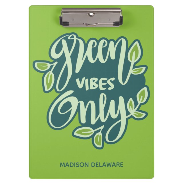 Individuelle Name Green Vibes Klemmbrett (Vorderseite)