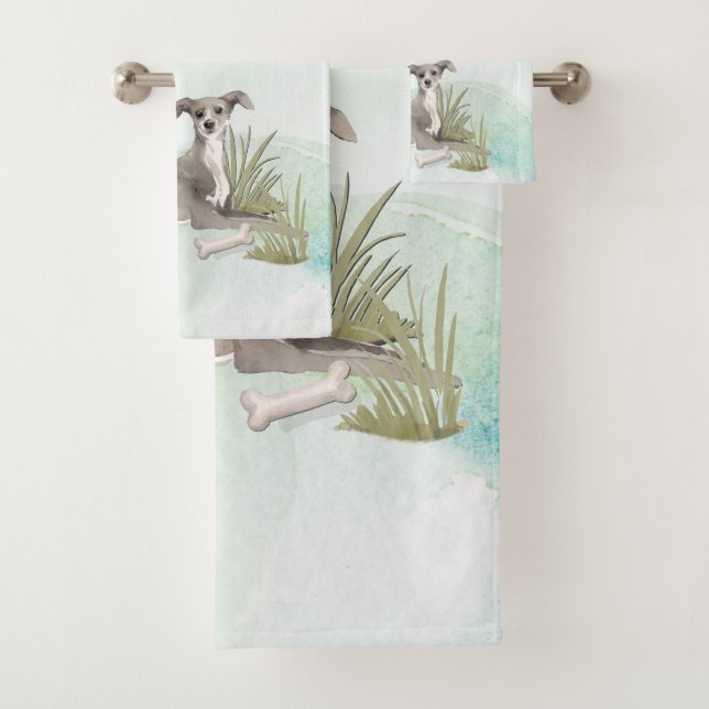 Individuelle Name Greyhound Pet Dog Badhandtuch Set (Insitu)