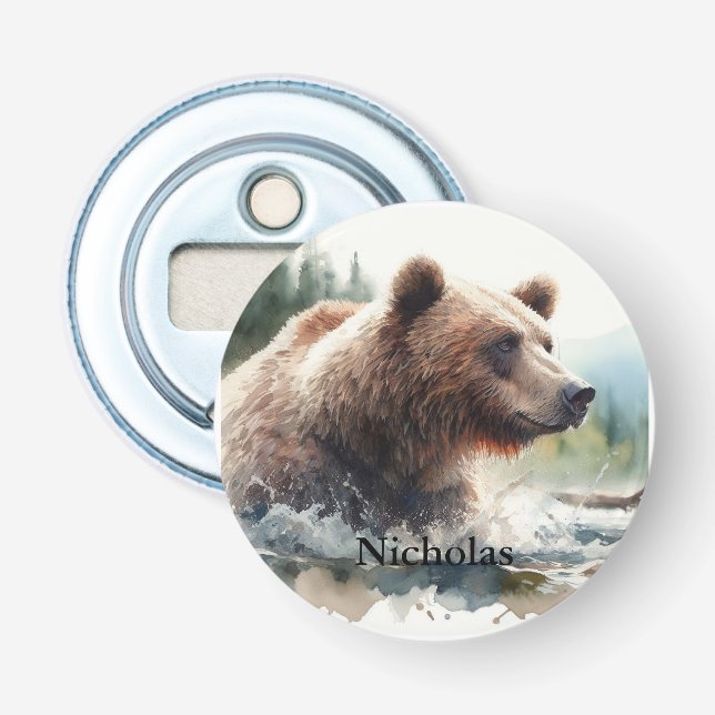 Individuelle Name Grizzly Bär Naturschutz Flaschenöffner (Vorderseite)