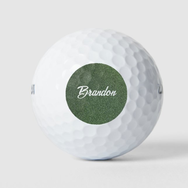 Individuelle Name grün Glitzer Golfball (Vorderseite)