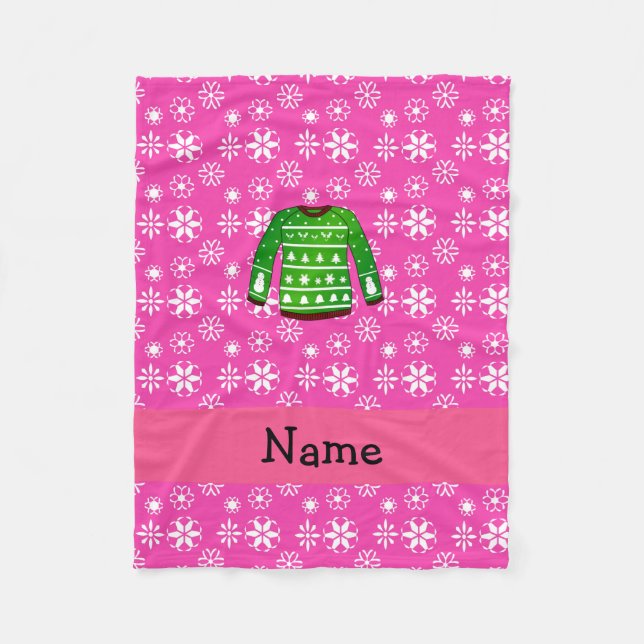 Individuelle Name grün hässliche Weihnachtspulli p Fleecedecke (Vorderseite)