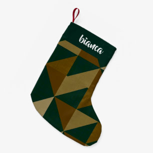 Individuelle Name, grün und braun Kleiner Weihnachtsstrumpf