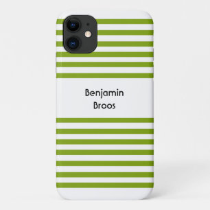 Individuelle Name, grün und weiß Streifen Case-Mate iPhone Hülle