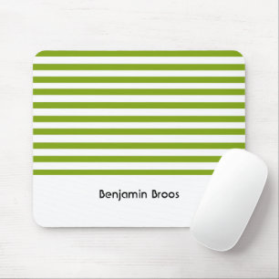 Individuelle Name, grün und weiß Streifen Mousepad