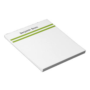 Individuelle Name, grün und weiß Streifen Notizblock