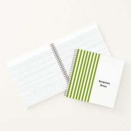 Individuelle Name, grün und weiß Streifen Notizbuch