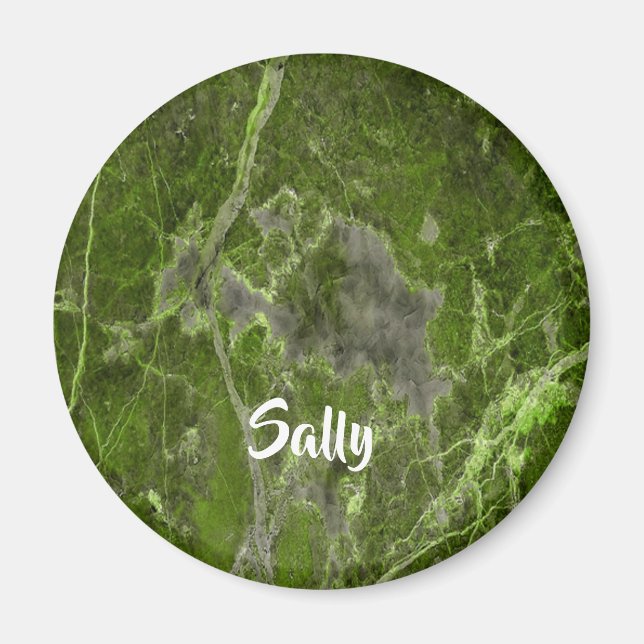 Individuelle Name-grüne Marmorfliesen Magnet (Vorne)