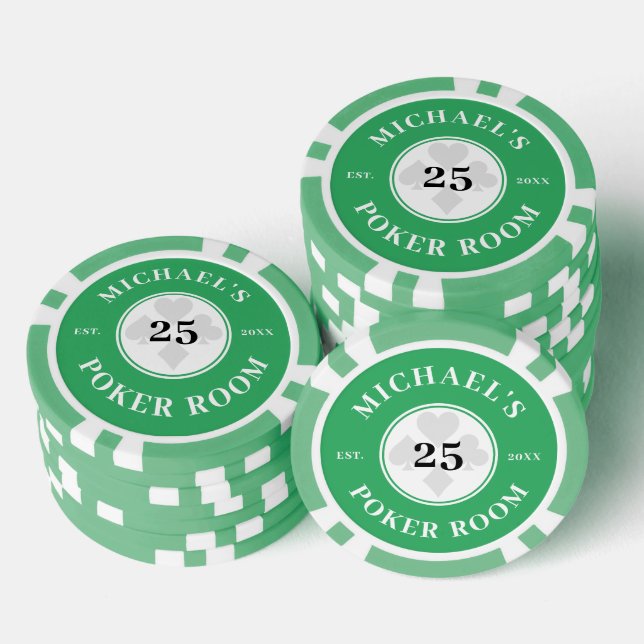 Individuelle Name Grüne und weiße Las Vegas-Bezeic Pokerchips (Stapel)