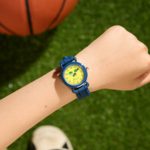 Individuelle Name-Grünfußballhelm gelb Armbanduhr