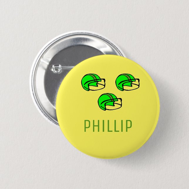 Individuelle Name-Grünfußballhelm gelb Button (Vorne & Hinten)