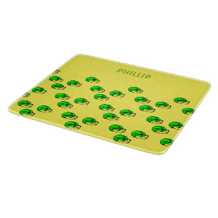 Individuelle Name-Grünfußballhelm gelb Schneidebrett