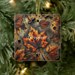 Individuelle Name Grungy Autumnal Industrielle Blä Keramikornament