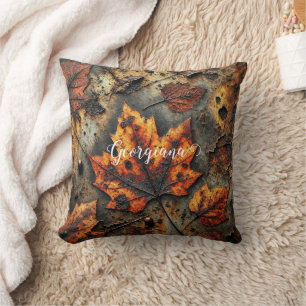 Individuelle Name Grungy Autumnal Industrielle Blä Kissen