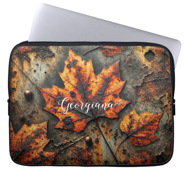 Individuelle Name Grungy Autumnal Industrielle Blä Laptopschutzhülle (Vorderseite)