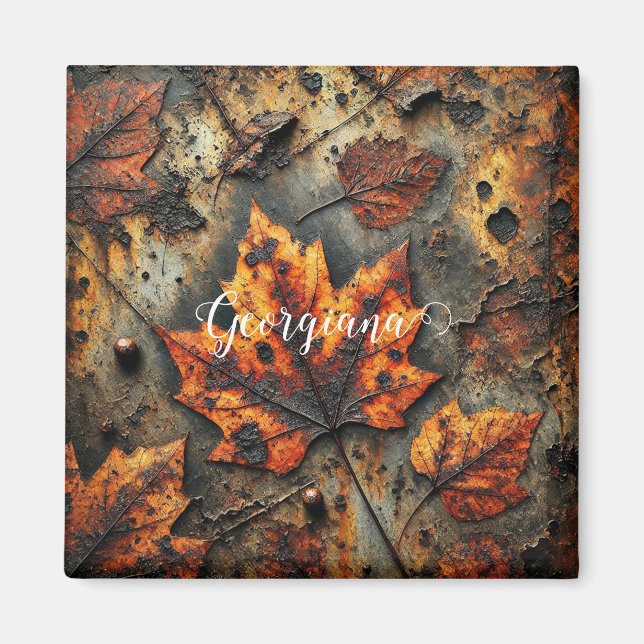 Individuelle Name Grungy Autumnal Industrielle Blä Magnet (Vorne)