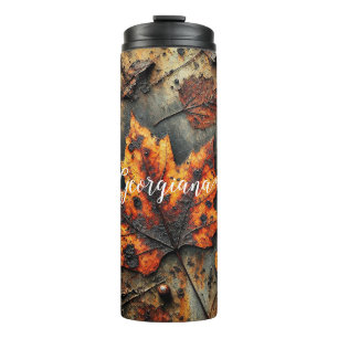 Individuelle Name Grungy Autumnal Industrielle Blä Thermosbecher