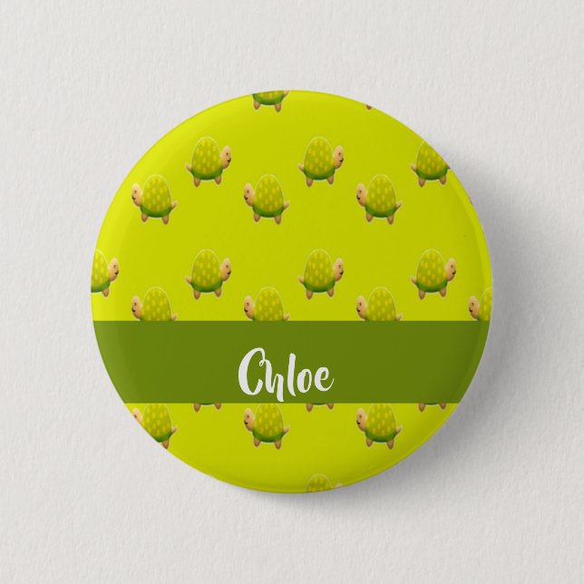 Individuelle Name-Grünschildkröten Button (Vorderseite)