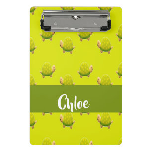 Individuelle Name-Grünschildkröten Mini Klemmbrett