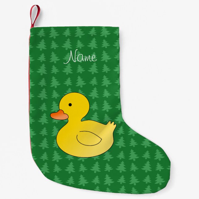 Individuelle Name Gummi Ente grüner Tree Kleiner Weihnachtsstrumpf (Vorderseite)