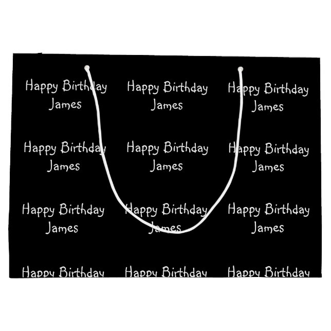 Individuelle Name Happy Birthday Black Große Geschenktüte (Rückseite)