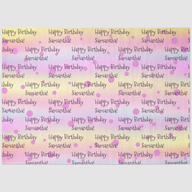 Individuelle Name Happy Birthday farbenfroh  Seidenpapier (Vorderseite)