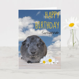 Individuelle Name Happy Birthday Guinea Pig White  Karte