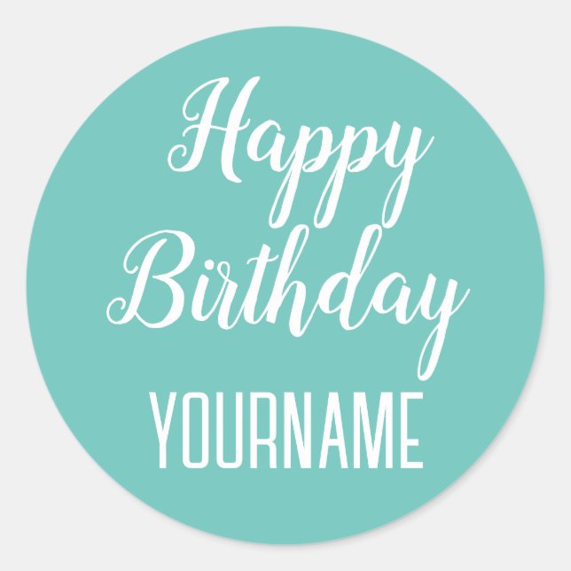 Individuelle Name Happy Birthday Party Runder Aufkleber (Vorderseite)