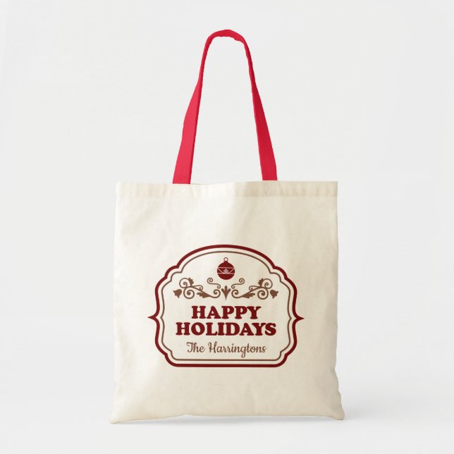 Individuelle Name Happy Holidays Taschen (Vorne)