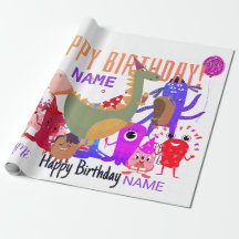 INDIVIDUELLE NAME HAPPY MONSTER BIRTHDAY WRAPPING 