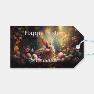 Individuelle Name Happy Osterfest Bunny mit Ostere Geschenkanhänger