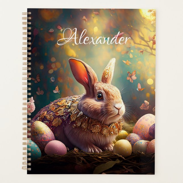 Individuelle Name Happy Osterfest Bunny mit Ostere Planer (Vorderseite)