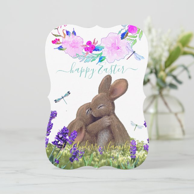 Individuelle Name Happy Osterzeit Shabby Chic Boho Karte (Stehend Vorderseite)