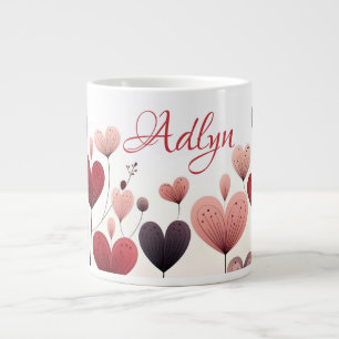 Individuelle Name Heart Garden Floral Liebe Kaffee Jumbo-Tasse