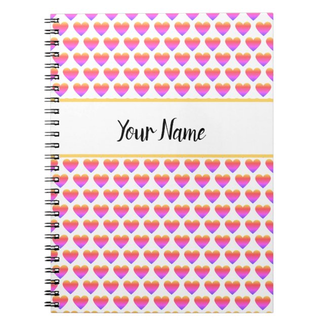 Individuelle Name Heart Pattern Notebook Notizblock (Vorderseite)