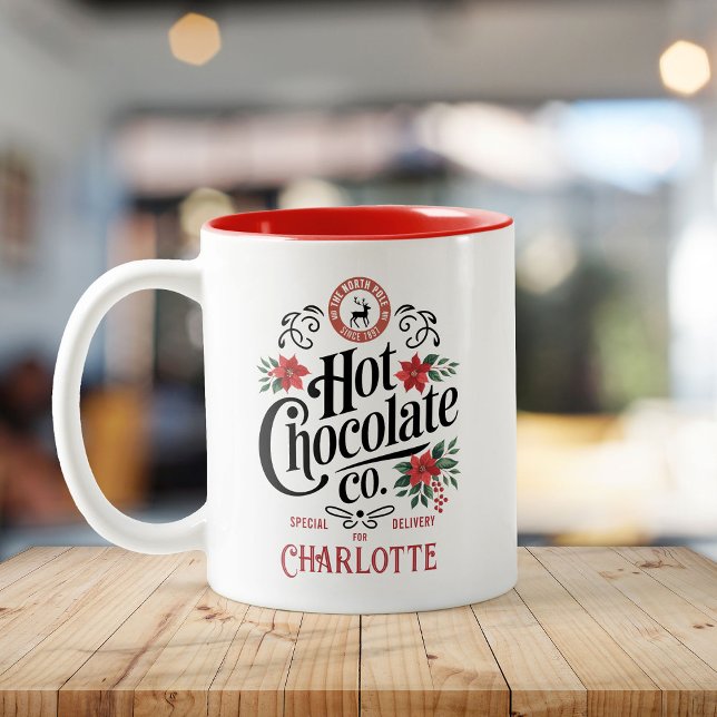 Individuelle Name Heiße Schokolade Nordpol Weihnac Zweifarbige Tasse (Von Creator hochgeladen)