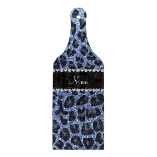 Individuelle Name hellblauer Glitzer Leopard Schneidebrett