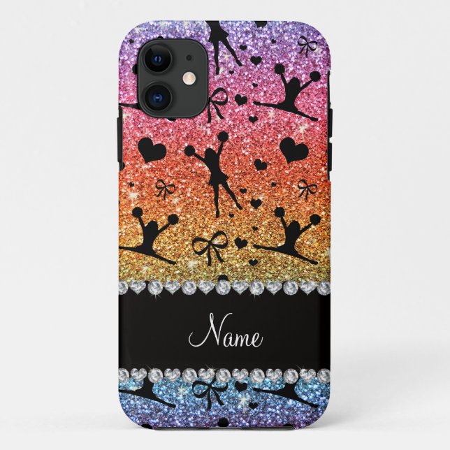 Individuelle Name heller Regenbogen Glitzer Chefin Case-Mate iPhone Hülle (Rückseite)