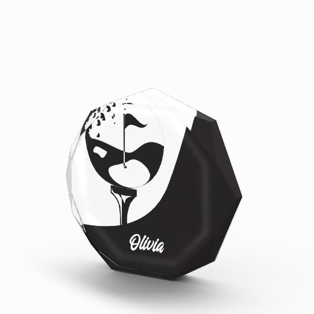 Individuelle Name Hello Black and White Golf Fotoblock (Rechts)