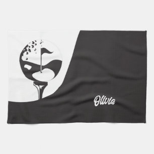 Individuelle Name Hello Black and White Golf Geschirrtuch