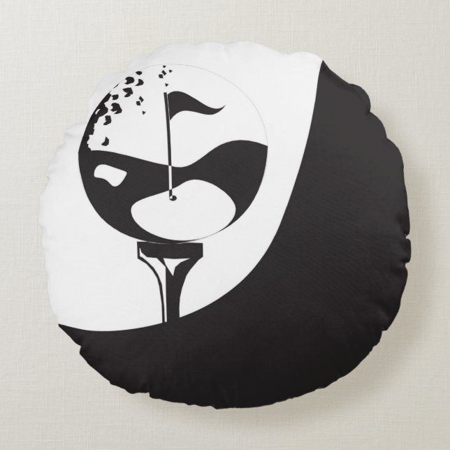 Individuelle Name Hello Black and White Golf Rundes Kissen (Vorderseite)