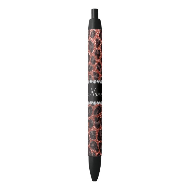 Individuelle Name, hellorange Glitzer Leopard Kugelschreiber (Vorderseite Vertikal)