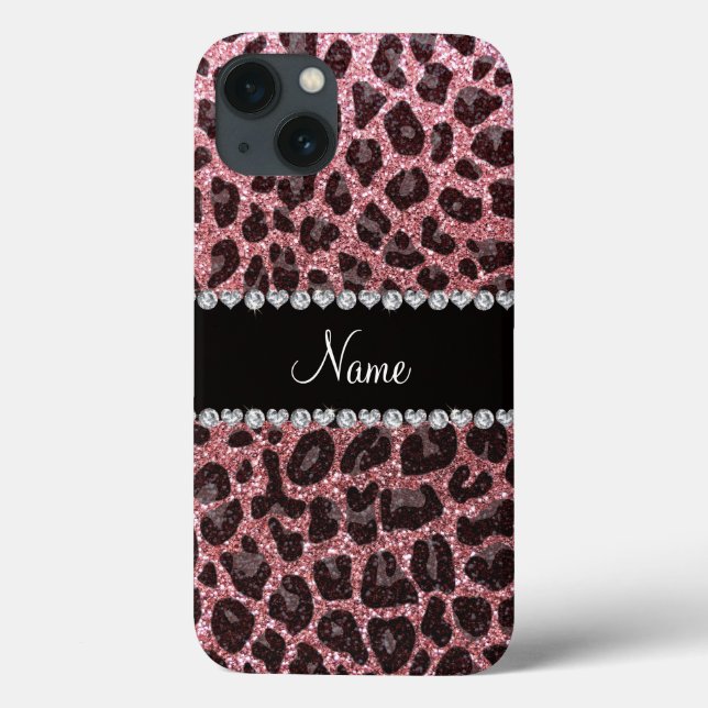 Individuelle Name hellrosa Glitzer Leopard Case-Mate iPhone Hülle (Rückseite)