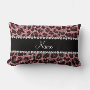 Individuelle Name hellrosa Glitzer Leopard Lendenkissen